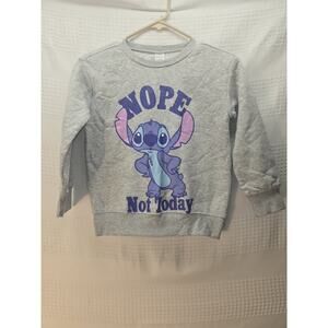Disney Stitch Kids Sweatshirt Size 7 Gray "Not Today" Fleece